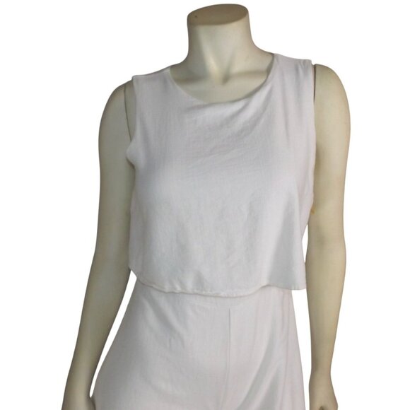 MVN The label Jumpsuit/Romper, 6/8, White Linen Blend,Layered, Gaucho Wide leg - Picture 2 of 12